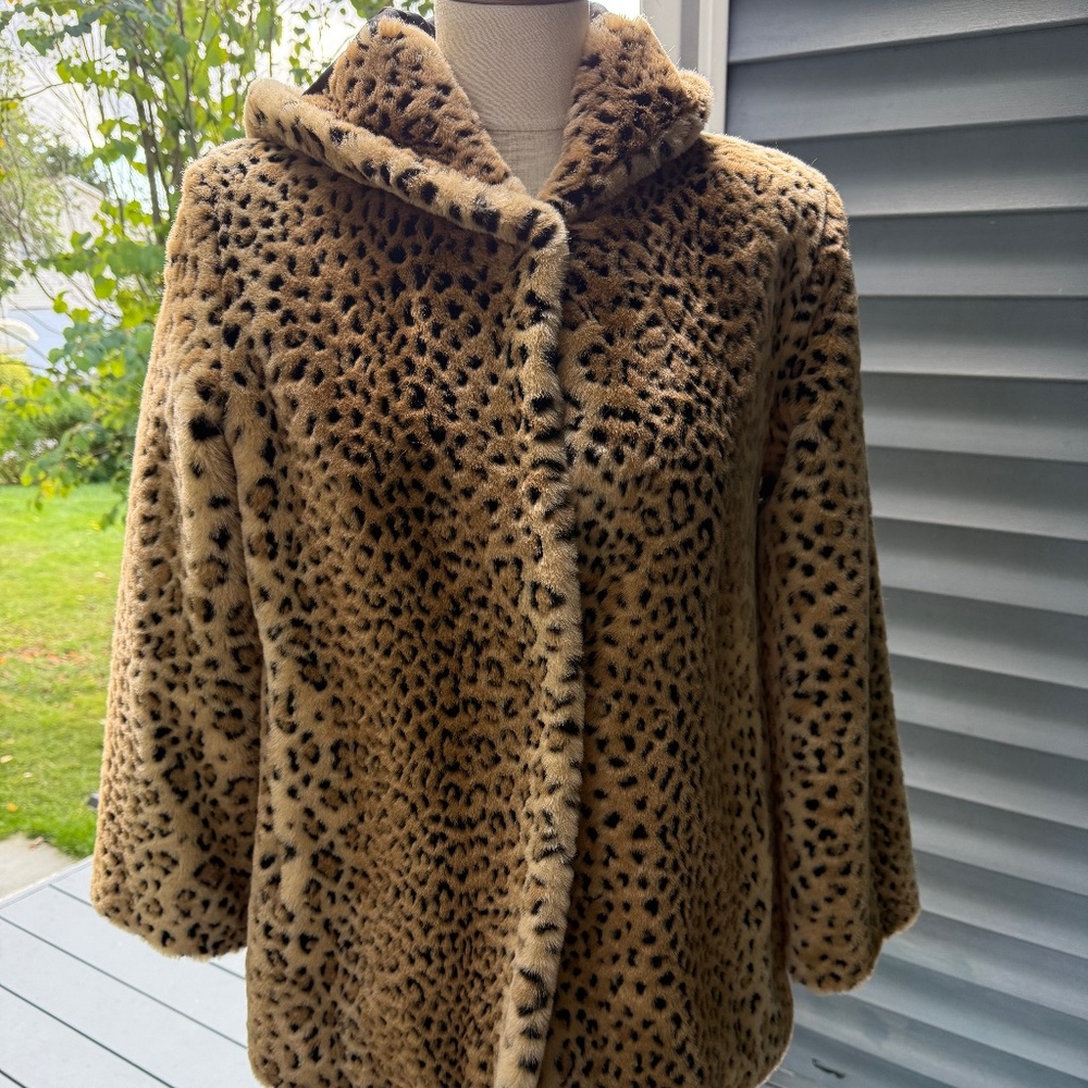 East 5th Faux Cheetah Coat with Hood